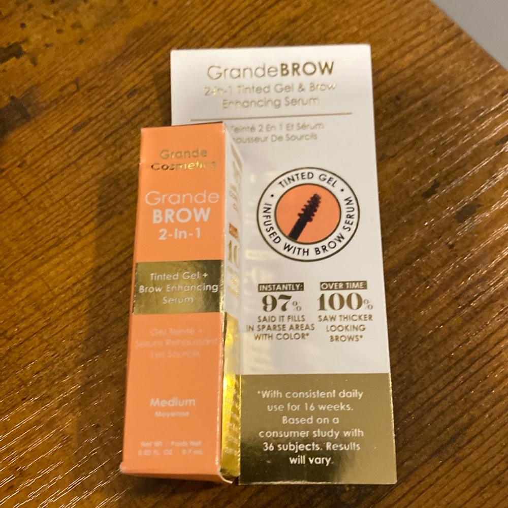 Grande Brow Brow Serum and Tinted Gel Deluxe Size new in box medium